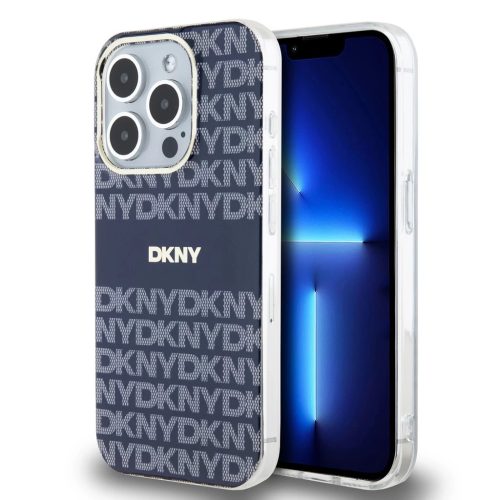 DKNY PC/TPU Repeat Pattern Tonal Stripe Magsafe tok iPhone 15 Pro Max készülékhez kék