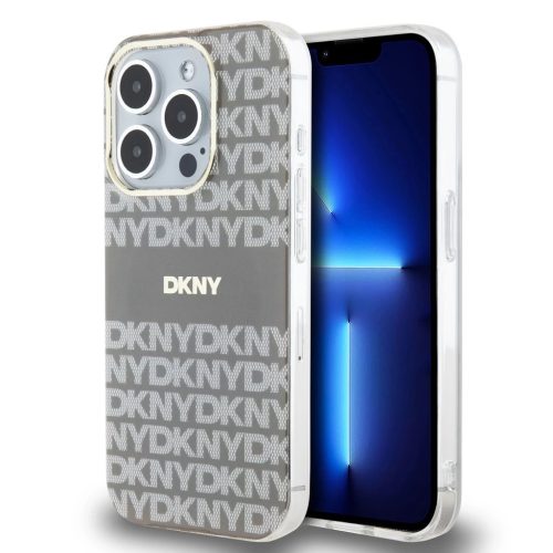 DKNY PC/TPU Repeat Pattern Tonal Stripe Magsafe tok iPhone 13 Pro készülékhez bézs