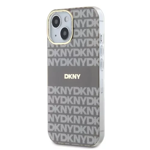 DKNY PC/TPU Repeat Pattern Tonal Stripe Magsafe tok iPhone 14 készülékhez bézs