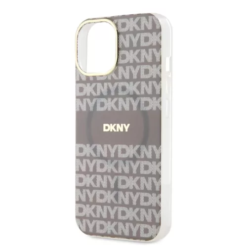 DKNY PC/TPU Repeat Pattern Tonal Stripe Magsafe tok iPhone 14 készülékhez bézs