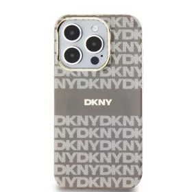   DKNY PC/TPU Repeat Pattern Tonal Stripe Magsafe tok iPhone 14 Pro Max készülékhez bézs