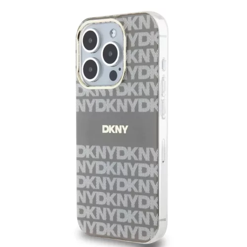 DKNY PC/TPU Repeat Pattern Tonal Stripe Magsafe tok iPhone 14 Pro Max készülékhez bézs