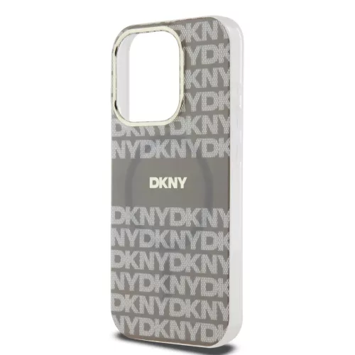 DKNY PC/TPU Repeat Pattern Tonal Stripe Magsafe tok iPhone 14 Pro Max készülékhez bézs