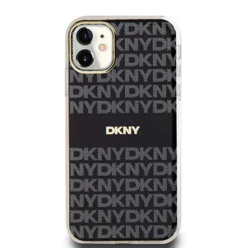 DKNY PC/TPU Repeat Pattern Tonal Stripe Magsafe tok iPhone 11 készülékhez fekete