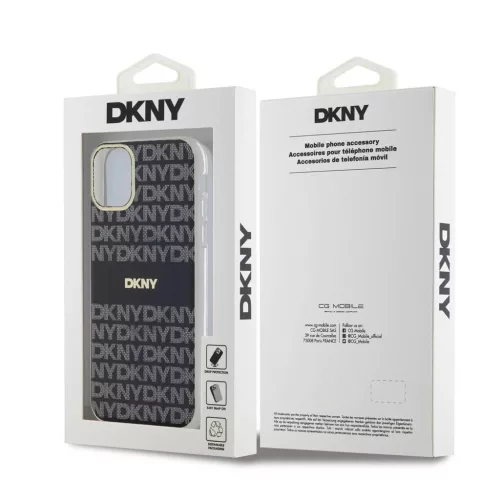 DKNY PC/TPU Repeat Pattern Tonal Stripe Magsafe tok iPhone 11 készülékhez fekete