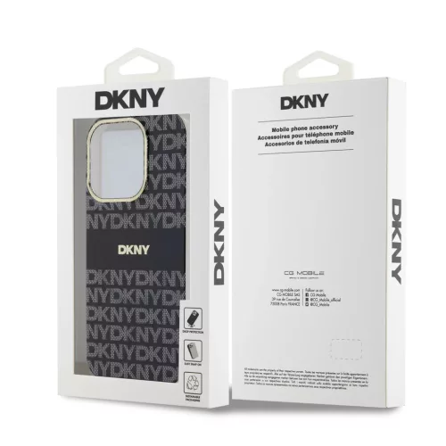 DKNY PC/TPU Repeat Pattern Tonal Stripe Magsafe tok iPhone 13 Pro készülékhez fekete