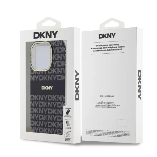 DKNY PC/TPU Repeat Pattern Tonal Stripe Magsafe tok iPhone 14 Pro Max készülékhez fekete