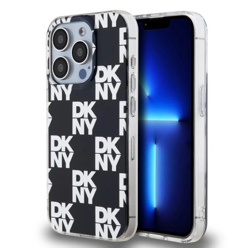 DKNY PC/TPU Checkered Pattern tok iPhone 14 Pro készülékhez fekete