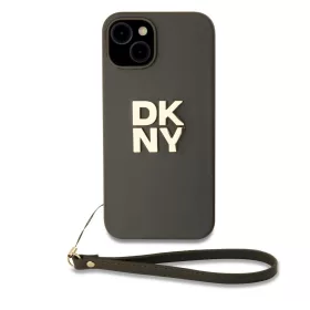   DKNY PU bőr Stack Logo csuklópántos tok iPhone 14 készülékhez barna