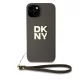 DKNY PU bőr Stack Logo csuklópántos tok iPhone 14 készülékhez barna