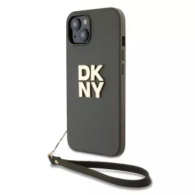   DKNY PU bőr Stack Logo csuklópántos tok iPhone 14 készülékhez barna