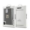 DKNY PU Leather Stack Logo csuklós tok iPhone 14 Pro készülékhez barna