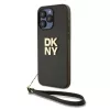 DKNY PU Leather Stack Logo Wrist Strap tok iPhone 14 Pro Max készülékhez barna