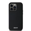 DKNY PU bőr Silver Metal Logo Magsafe tok iPhone 14 Pro készülékhez fekete