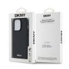 DKNY PU bőr Silver Metal Logo Magsafe tok iPhone 14 Pro készülékhez fekete