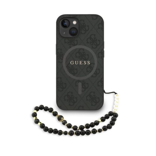 Guess PU Leather 4G Colored Ring Strap MagSafe tok iPhone 14 készülékhez fekete