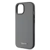DKNY PU Leather Silver Metal Logo Magsafe tok iPhone 14 készülékhez szürke