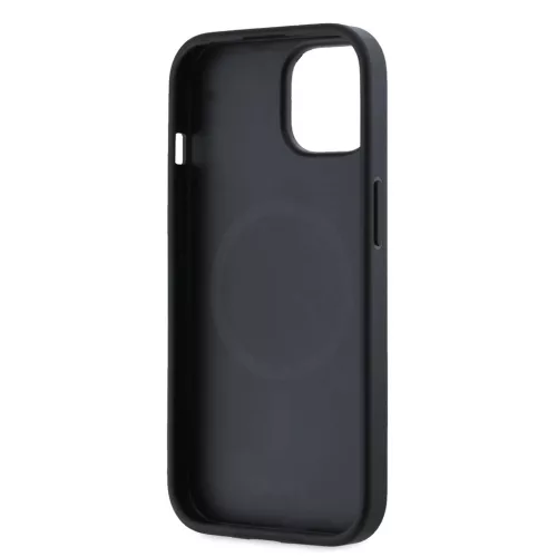 DKNY PU Leather Silver Metal Logo Magsafe tok iPhone 14 készülékhez szürke