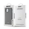 DKNY PU Leather Silver Metal Logo Magsafe tok iPhone 14 készülékhez szürke