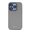 DKNY PU bőr ezüst fém logós Magsafe tok iPhone 14 Pro készülékhez szürke