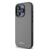 DKNY PU bőr ezüst fém logós Magsafe tok iPhone 14 Pro készülékhez szürke