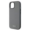 DKNY PU bőr ezüst fém logó Magsafe tok iPhone 15 készülékhez szürke