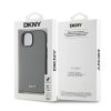 DKNY PU bőr ezüst fém logó Magsafe tok iPhone 15 készülékhez szürke