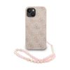 Guess PU bőr 4G Colored Ring Strap MagSafe tok iPhone 14 készülékhez rózsaszín