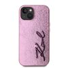 Karl Lagerfeld Wrinkled PU Signature Logo tok iPhone 15 készülékhez rózsaszín