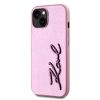 Karl Lagerfeld Wrinkled PU Signature Logo tok iPhone 15 készülékhez rózsaszín