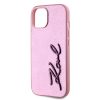 Karl Lagerfeld Wrinkled PU Signature Logo tok iPhone 15 készülékhez rózsaszín
