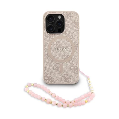 Guess PU Leather 4G Colored Ring Strap MagSafe tok iPhone 15 Pro Max készülékhez rózsaszín