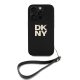 DKNY PU bőr Stack Logo csuklópántos tok az iPhone 16 Pro Max készülékhez fekete