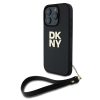 DKNY PU bőr Stack Logo csuklópántos tok az iPhone 16 Pro Max készülékhez fekete