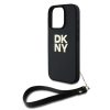 DKNY PU bőr Stack Logo csuklópántos tok az iPhone 16 Pro Max készülékhez fekete