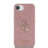 Guess PU Fixed Glitter 4G Metal Logo tok iPhone 16e készülékhez rózsaszín
