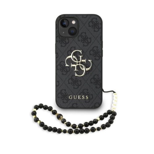 Guess PU 4G Metal Logo Strap tok iPhone 15 készülékhez fekete
