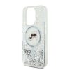 Karl Lagerfeld Liquid Glitter Karl and Choupette Heads MagSafe tok iPhone 16 Pro Max készülékhez átlátszó