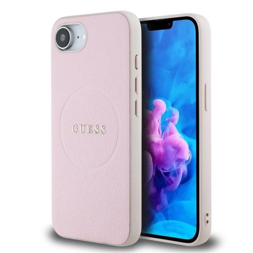 Guess PU Grained Classic Logo MagSafe tok iPhone 16e készülékhez rózsaszín
