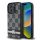 DKNY PU Leather Checkered Pattern and Stripe tok iPhone 16 Pro Max készülékhez fekete