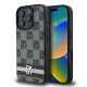 DKNY PU Leather Checkered Pattern and Stripe tok iPhone 16 Pro Max készülékhez fekete