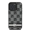 DKNY PU Leather Checkered Pattern and Stripe tok iPhone 16 Pro Max készülékhez fekete