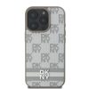 DKNY PU bőr Checkered Pattern and Stripe tok iPhone 16 Pro Max készülékhez bézs