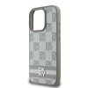 DKNY PU bőr Checkered Pattern and Stripe tok iPhone 16 Pro Max készülékhez bézs