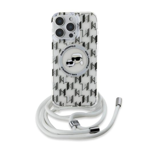 Karl Lagerfeld IML Monogram Crossbody K&CH Heads MagSafe tok iPhone 16 Pro Max készülékhez átlátszó