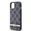 DKNY PU Leather Checkered Pattern and Stripe tok iPhone 14 készülékhez fekete