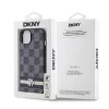 DKNY PU Leather Checkered Pattern and Stripe tok iPhone 14 készülékhez fekete