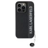 Karl Lagerfeld PU Saffiano Rhinestone Charm tok iPhone 14 Pro készülékhez fekete