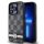 DKNY PU bőr Checkered Pattern and Stripe tok iPhone 14 Pro készülékhez fekete
