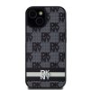 DKNY PU bőr Checkered Pattern and Stripe tok iPhone 15 készülékhez fekete